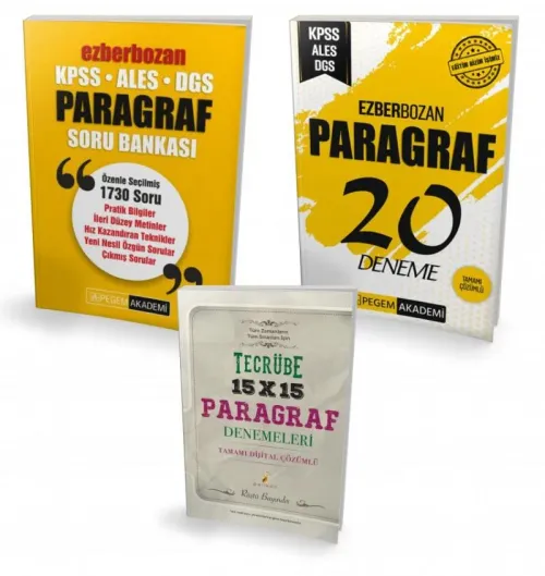 Ezberbozan Paragraf Soru Bankası, 20 Deneme Çözümlü ve Tecrübe 15x15 Çözümlü Paragraf Denemeleri Set