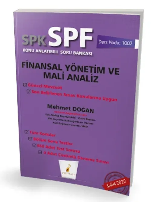 Pelikan Yayınları SPK - SPF Finansal Yönetim ve Mali Analiz Konu Anlatımlı Soru Bankası 1007