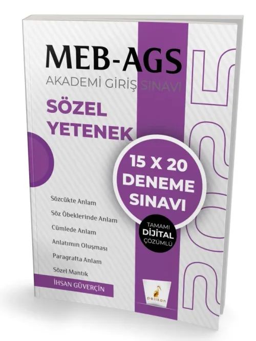 SÜPER FİYAT Pelikan Yayınları MEB - AGS Hazırlık Sözel Yetenek 15x20 Tamamı Dijital Çözümlü Deneme Sınavı