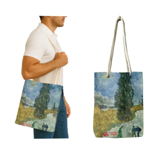 Yıldızlı gökyüzünün altında selvi yolu - Vincent Willem Van Gogh - kit