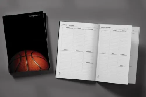 Basketball Ball on Black Background Weekly Planner & Notebook - kitap