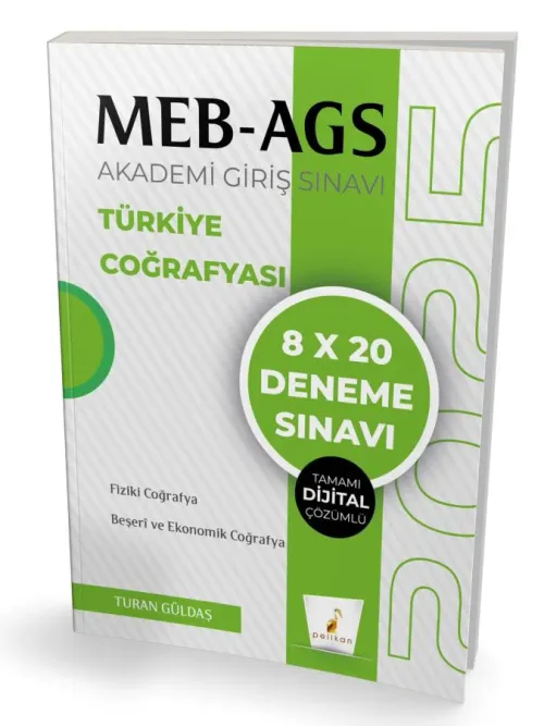 SÜPER FİYAT Pelikan Yayınları MEB - AGS Hazırlık Türkiye Coğrafyası 8x20 Tamamı Dijital Çözümlü Deneme Sınavı