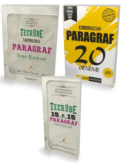 Pegem Paragraf Ezberbozan 20 Deneme,Taktiklerle Paragraf Soru Bankası ve 15x15 Çözümlü Paragraf Deneme