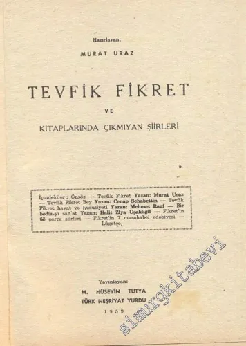 Tevfik Fikret ve Kitaplarında Çıkmayan Şiirleri -