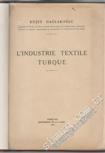 L'Industrie Textile Turque -        1941