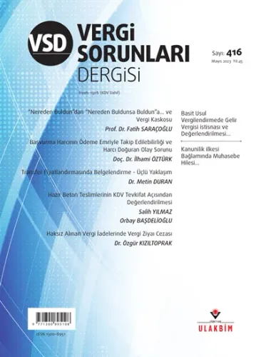 Vergi Sorunları Dergisi Sayı: 416 Yıl: 46 Mayıs 2023