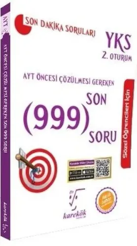 Karekök Yayınları AYT Sözel Öğrenciler İçin Sınavdan Önce Çözülmesi Gereken Son 999 Soru Karekök