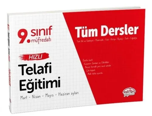 Editör Yayınları 9. Sınıf Tüm Dersler Hızlı Telafi Eğitimi Editör