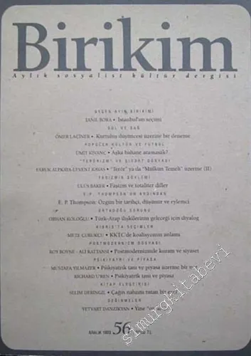 Birikim Aylık Sosyalist Kültür Dergisi - Sayı: 56, Aralık 1993