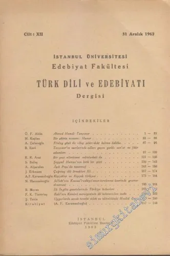 Türk Dili ve Edebiyatı Dergisi - Cilt: 12, 31 Aralık 1962  12     1963