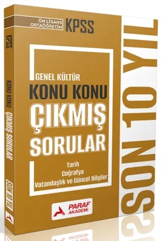 Paraf Akademi KPSS Ön Lisans Ortaöğretim Genel Kültür Konu Konu Çıkmış