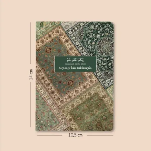 Ihsan - Yeşil Kilim Desenli – 3’lü Mininote Defter