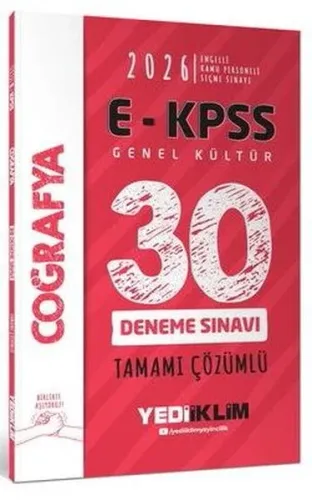 Yediiklim Yayınları 2026 EKPSS Tüm Adaylar İçin Genel Kültür Coğrafya Tamamı Çözümlü 30 Deneme Sınavı