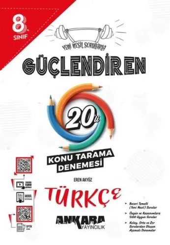 Ankara Yayıncılık 8.⁠ ⁠Sınıf Güçlendiren Türkçe 20'li Konu Tekrar Denemeleri