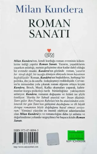 Roman Sanatı Milan Kundera Can Yayınları