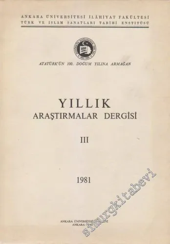 Yıllık - Araştırmalar Dergisi 3. Sayı - Sayı: 3