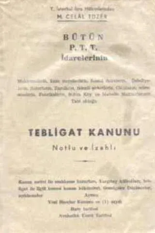 Bütün Pligat PTT İdarelerinin Tebligat Kanunu