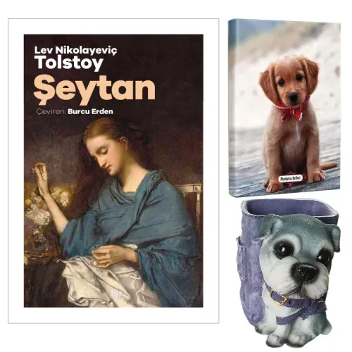 Şeytan - Tolstoy ve Dekoratif Köpek Kalemlik - Masum Köpek Planlama Defteri