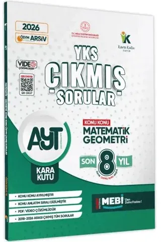 Karakutu Yayınları 2026 AYT Matematik-Geometri Karakutu ÖSYM Çıkmış Soru Bankası Çözümlü Konu Konu Son 8 Yıl