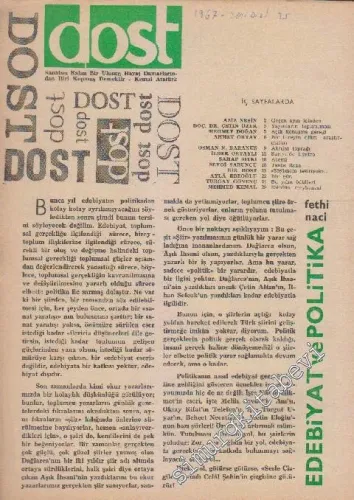 Dost Fikir ve Sanat Dergisi: Edebiyat ve Politika - Sayı: 35  19    Eylül 1967