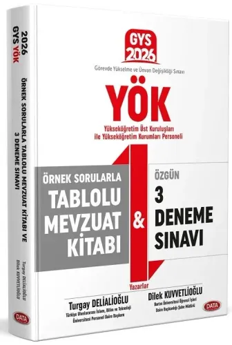 Data Yayınları 2026 YÖK Üst Kuruluşları ile YÖK Personeli GYS Örnek Sorularla Tablolu Mevzuat Kitabı ve 3 Deneme Sınavı