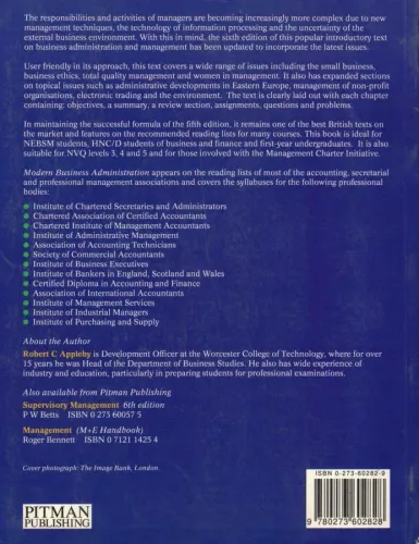Modern Business Administration Robert C. Appleby Pitman Publishing %50