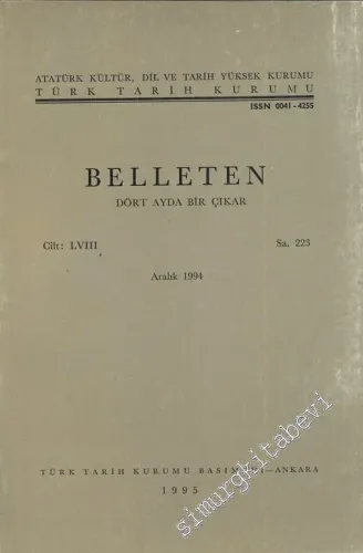 Türk Tarih Kurumu Belleten - Sayı: 223    Yıl: 58  Aralık