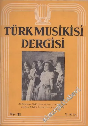 Türk Musikisi Dergisi  - Sayı: 11  Cilt: 1    Eylül