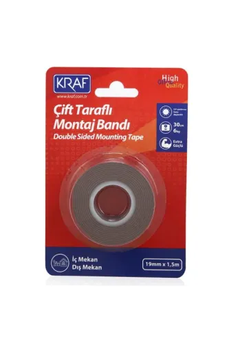 KRAF ÇİFT TARAFLI MONTAJ BANDI 19 mm x 1,5 m 2520G