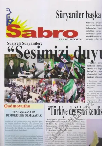SÜRYANİ: Sabro ( Umut ) - Aylık Bağımsız Siyasi Gazete - Sayı: 11    Yıl: 1  Ocak