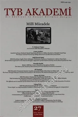 TYB Akademi: Dil, Edebiyat ve Sosyal Bilimler Dergisi - Milli Mücadele - Sayı: 27    Yıl: 7  Eylül