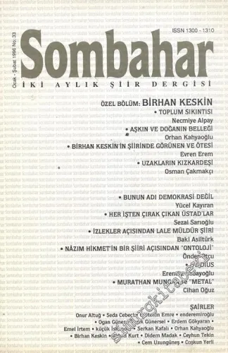 Sombahar: İki Aylık Şiir Dergisi  - Ocak - Şubat 1996; Sayı: 33