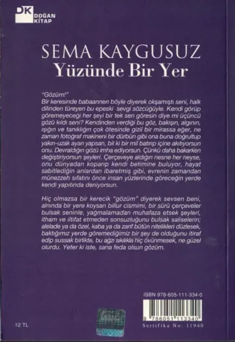Yüzünde Bir Yer Sema Kaygusuz Doğan Kitap %60 indirimli