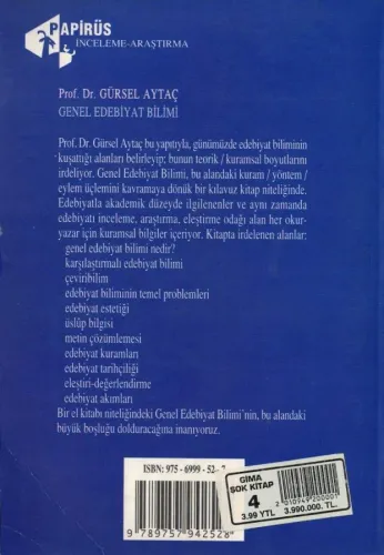 Genel Edebiyat Bilimi Gürsel Aytaç Papirüs %46 indirimli