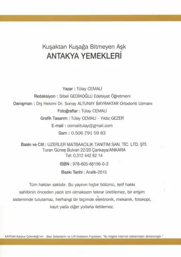 Kuşaktan Kuşağa Bitmeyen Aşk Antakya Yemekleri Tülay Cemali Uzerler Ma