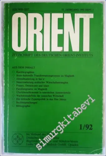 Orient : Deutsche Zeitschrift für Politik und Wirstchaft des Orient-Instituts = German Journal for Politics and Economics of the Middle East - 1  33    Marz  1992