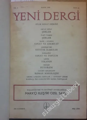 Yeni Dergi Aylık Sanat Dergisi : Sayı 8, 14, 20, 23, 44 (Mayıs 1965-Mayıs 1968) 5 Özel Sayı - Bilinç Akımı Özel Sayısı -