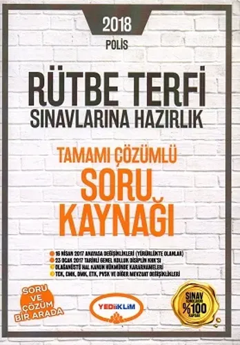 2018 Polis Rütbe Terfi Sınavlarına Hazırlık Tamamı Çözümlü Soru Kaynağı