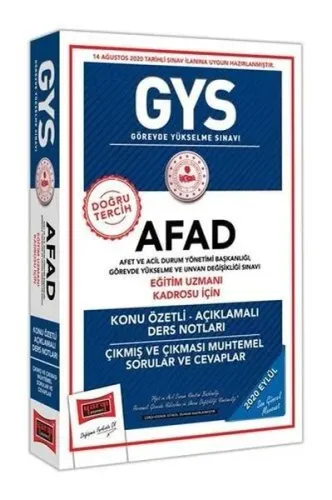 ​Yargı Yayınları GYS AFAD Eğitim Uzmanı Kadrosu İçin Konu Özetli Çıkmış ve Çıkması Muhtemel Sorular