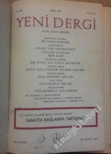 Yeni Dergi Aylık Sanat Dergisi : Sayı 1, 7, 9, 16, 17, 31 (Ekim 1964-Nisan 1967) 6 Özel Sayı -