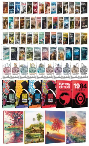 70 Dünya Klasiği ve Manzara Temalı 64 Sayfa Çizgili Defter Seti -2 - H