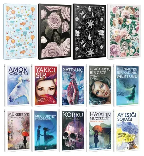 10 Stefan Zweig ve 4 Çiçekli Çizgili Defter -Set-1 - Halkkitabevi