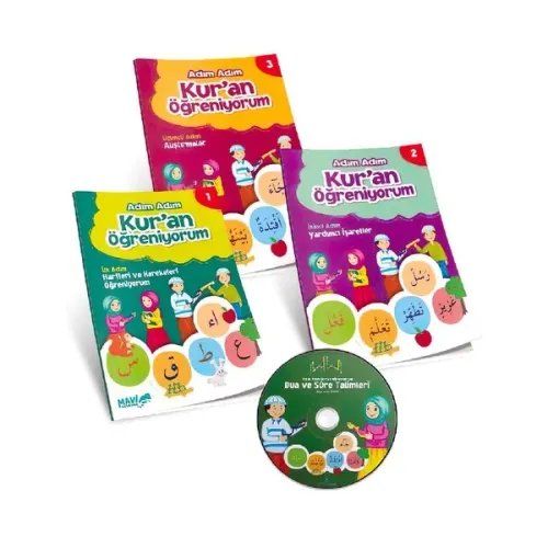 Adım Adım Kur'an Öğreniyorum Seti (3 Kitap + 1 Dvd)