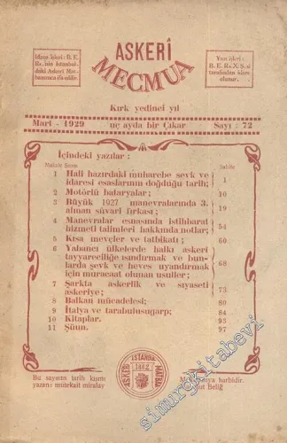 Askeri Mecmua - Sayı: 72, 1 Mart 1929