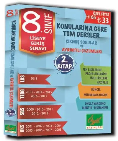 8. Sınıf Konularına Göre Tüm Dersler Çıkmış   Sorular ve Çözümleri (2. Kitap)