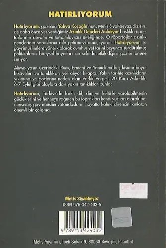 hatirliyorum YAHYA KOÇOĞLU Siyah Beyaz %33 indirimli