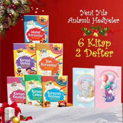 Korsanlar Boyama Seti - 6 Kitap  2  Defter -1