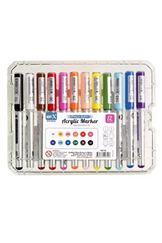Art-x Pro Art Fırça Uçlu Akrilik Marker 12li Set