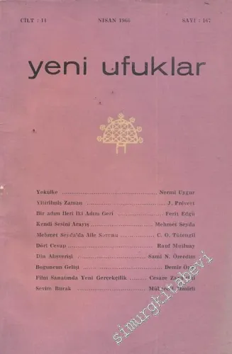 Yeni Ufuklar Aylık Sanat Fikir Dergisi - Sayı: 167, Nisan 1966