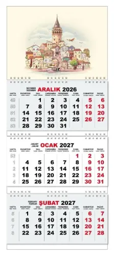 2027 Gemici Duvar Takvimi - Galata Kulesi